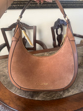 Michael Kors Small Crescent Suede Brown Zip H...