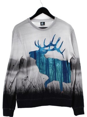 Aloha From Deer Men's Hoodie S Grey Graphic Cotton with Polyester Pullover