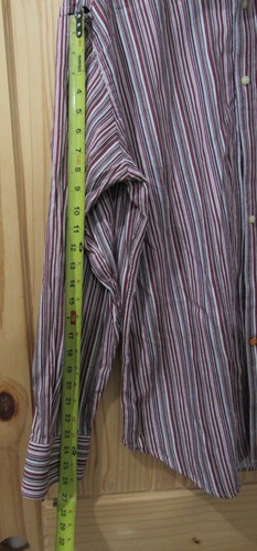 Thomas Dean Shirt Mens Large Red White Stripe Button Up Long Sleeve TD Monogram - Picture 10 of 11