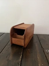 Vintage Kalmar Designs Teak Tambour Storage Box 10” x 5”