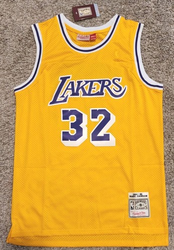 Magic Johnson #32 Los Angeles Lakers 1984-85 Vintage Yellow Jersey - Picture 1 of 3