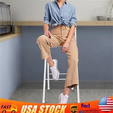 Foldable Chair Tall Folding Chair Portable Folding Stool W/ Backrest 70cm Seat