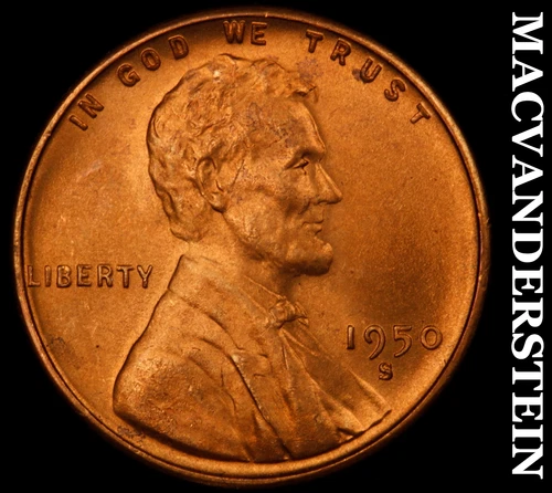 1950-S Lincoln Wheat Cent- Choice Gem Brilliant Uncirculated No Reserve #J2202