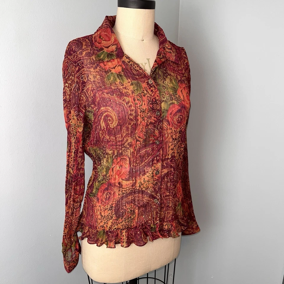 De colección Y2K Whimsigoth Transparente Boho Hada Top Adornado Coqueta Bruja Gótica M