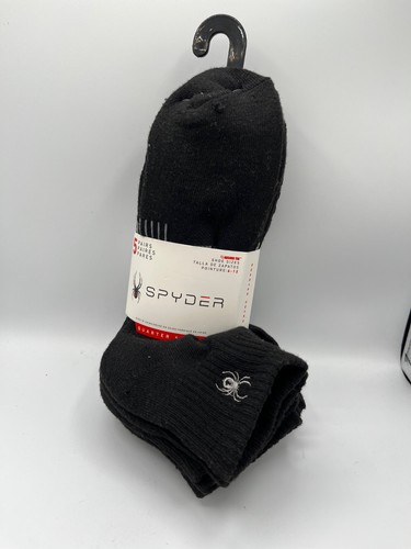 Größe 6 - 12 Spyder 5 Paar schwarze Viertelschnittsocken Medien Negras Feuchtigkeitsregulierung