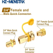 3x 3/4Inch Quick Disconnect Fittings for Generator Natural Gas and Propane Hose