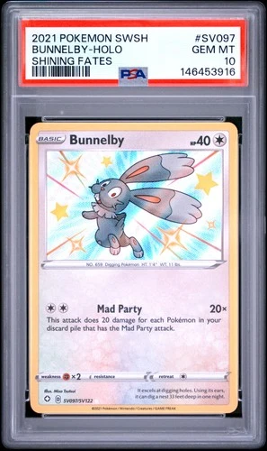 2021 POKEMON SWORD & SHIELD SHINING FATES #SV097 BUNNELBY-HOLO PSA 10