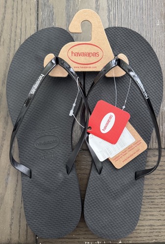 HAVAIANAS WOMEN'S BLACK CORE FLIP FLOPS SANDALS SIZE 11/12 - Picture 3 of 4