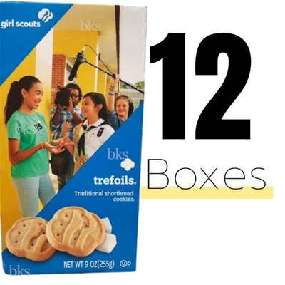 12 Boxes Girl Scouts Trefoils Cookies Shortbread Plain Lot Snacks USA WOW!