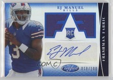 2013 Certified Freshman Fabric Mirror Blue Signatures 18/100 EJ Manuel Auto 2rz