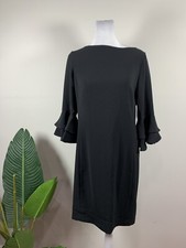 RALPH LAUREN Womens Black Bell Sleeve Shift Dress, Size 4, $145