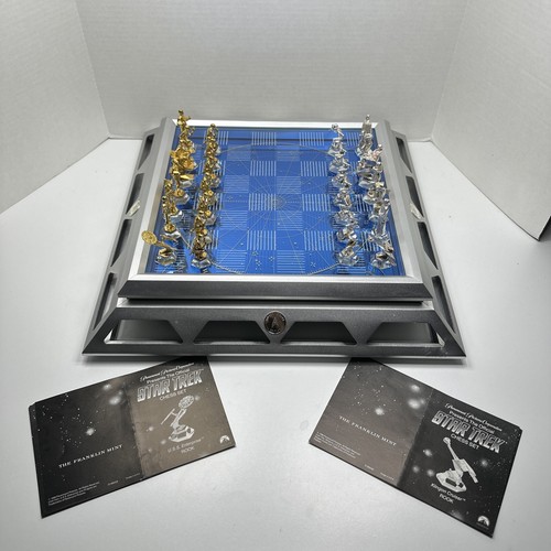 Franklin Mint Star Trek 25th Anniversary Chess Set MISSING 4 PIECES Silver Gold