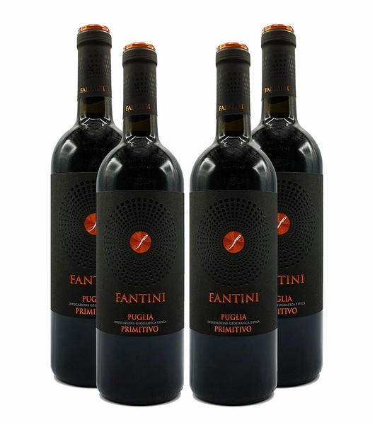 Farnese Fantini Puglia Primitivo 4Er Set Rotwein Aus Italien 4X 0,75L (14% Vol)-image
