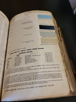 1954 DUPONT DUCO DULUX MERCURY COLORS PAINT CHIP SWATCH SHEET BULLETIN NO 5