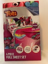 Trolls Full Size Microfiber Bed Sheet Set 4 Piece Bedding Sheets