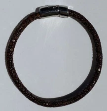 BROWN STINGRAY LEATHER BRACELET MAGNETIC LOCK 21 CM