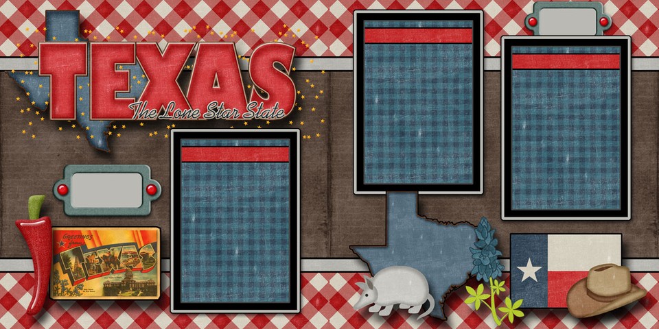 TEXAS travel 2 premade scrapbook pages paper piecing VACATION digiscrap ...