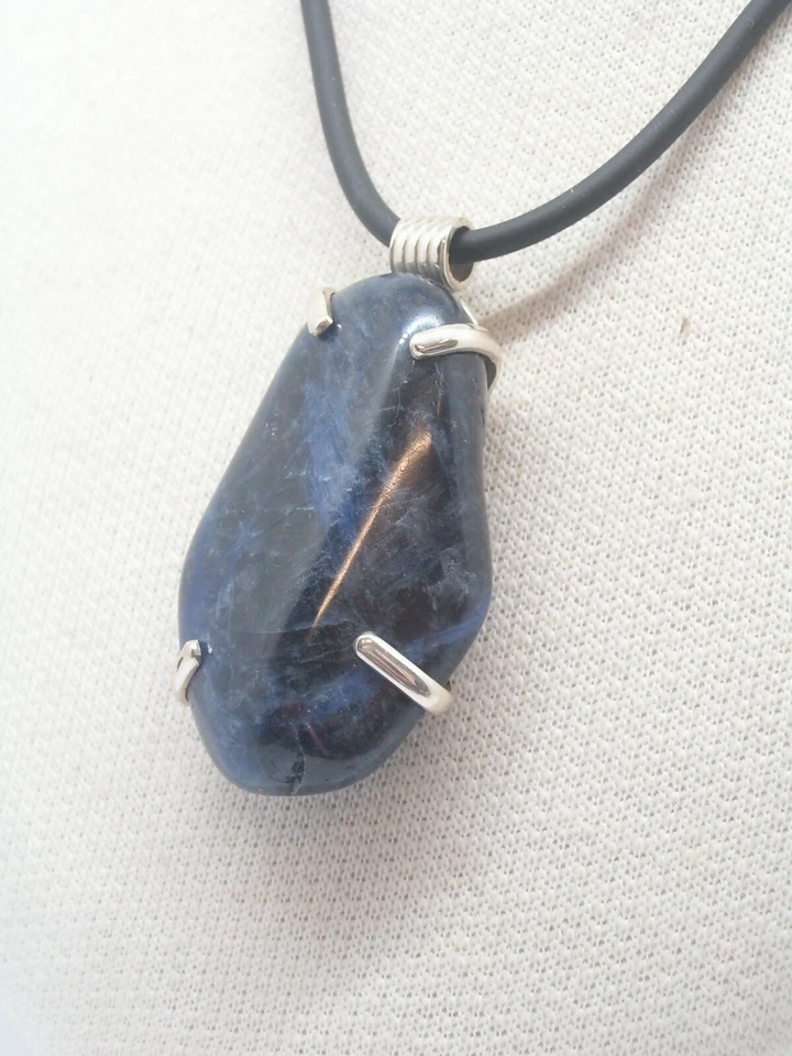 Ciondolo in ARGENTO 925 con SODALITE naturale - pendente Pietra Dura blu - - Immagine 3 di 4