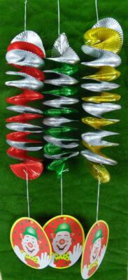 Rotorspiralen metallic  Clown  Karneval, Party, Dekoration Girlanden 3er-Pack
