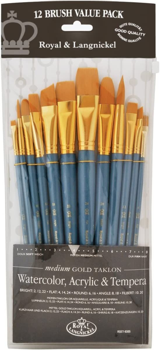 Royal and Langnickel RSET-9305 Taklon Variety Brush Set Various, Gold