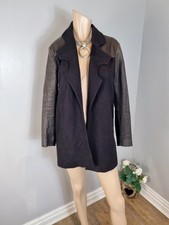 Cameo Designer Black Leather & Wool Jacket 10