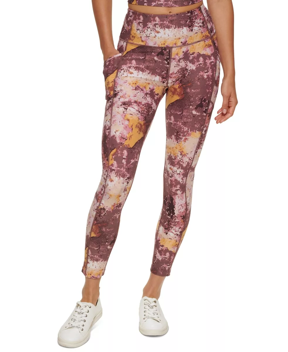 $60 Calvin Klein Performance Printed High-Waist 7/8 Length Leggings Size  Medium