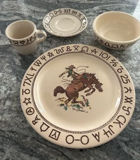 WALLACE CHINA WESTWARD HO RODEO 10.5 PLATE TIL GOODAN CEREAL BOWL MUG SAUCER SET
