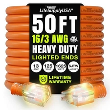 50ft Power Outdoor Extension Cord & Indoor-Waterproof Electric Drop Cable-3