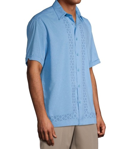 Cafe Luna Men's Blue Short Sleeve Button Up Woven Collared Shirt 2XL - Picture 2 of 8