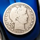 1909 50C Barber Half Dollar 90% Silver Coin #509