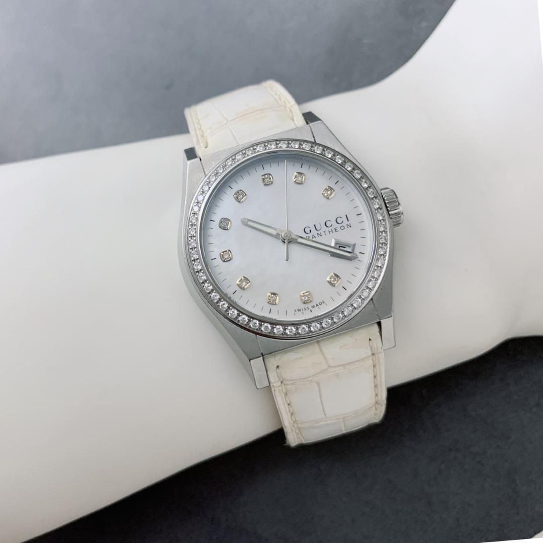 Gucci Pantheon Diamond Bezel 115.4 MOP Shell Unisex Watch New From Japan thumbnail 10