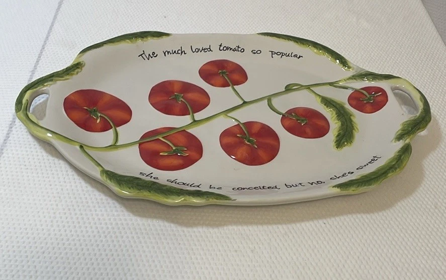 Plato de tomate en relieve CERTIFICADO INTERNACIONAL Judy Phillips 19,75”x 12,5” Foto 4 de 4