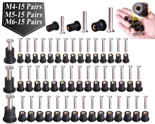 45 Pairs M4 M5 M6 Neoprene Well Nuts with Stainless Steel Screw M5 Rubber Well N