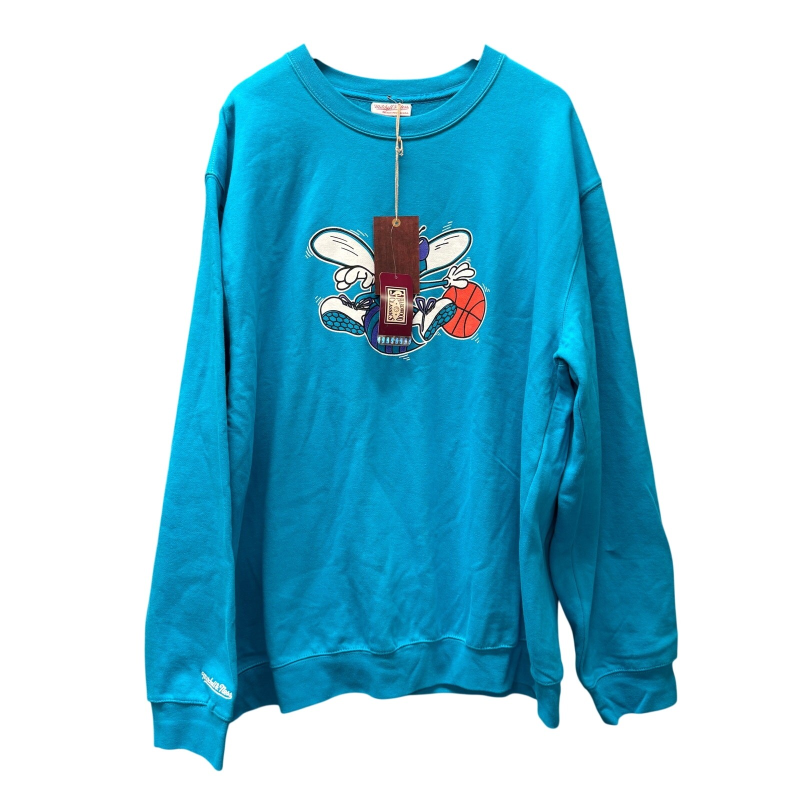 Charlotte Hornets Sweatshirt Mens 4XL Blue Crew Neck NBA Mitchell & Ness NEW