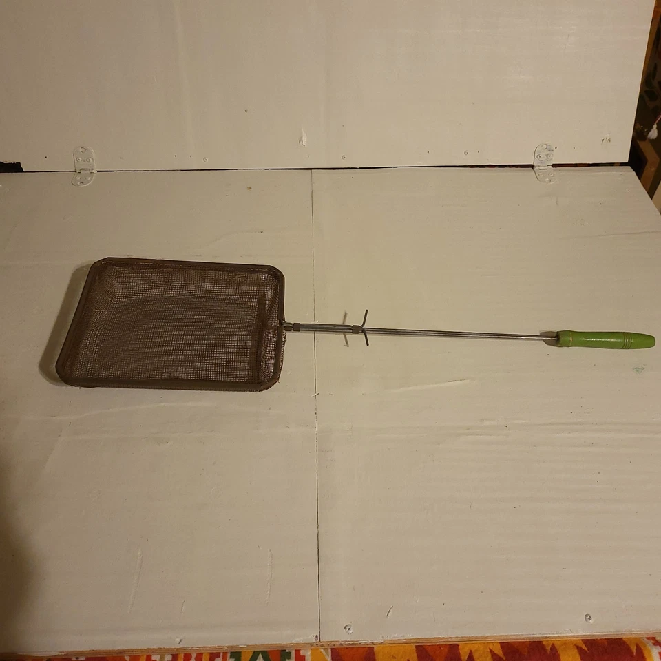 Старинная примитивная металлическая корзина для попкорна для костра с деревянной ручкой - Изображение 4 из 4