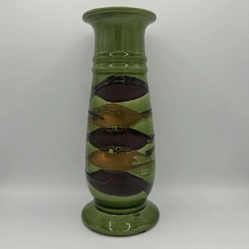 Vintage Royal Haeger Textured Green Earth Wrap Vase MCM 12” Tall