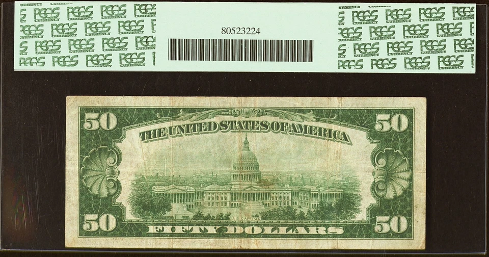 1929 $50 T1 National RENO Nevada NV Reno National Bank Ch 8424 PCGS 25 - Image 2 of 2