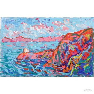 Hermann Wagner Oil Painting Coastal Landscape Blue Colourful Expressive Fürth RRP: €2000