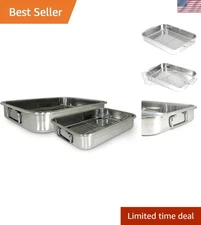 Versatile All-in-One Stainless Steel Lasagna & Roasting Pan, Two Sizes Included