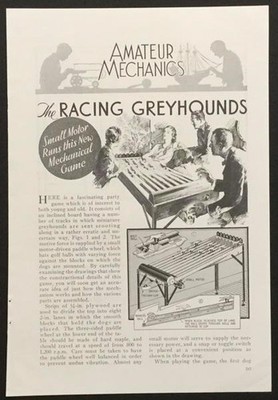 Mechanical Racing Greyhound Game 1934 HowTo Build PLLANS