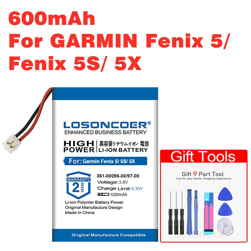 600mAh Battery For GARMIN Fenix 5S 361 00096 00 GPS sport Training