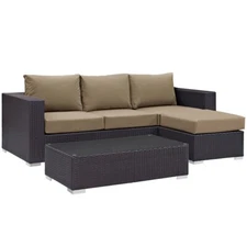 Modway Convene 3 Pc Outdoor Sofa Set, Espresso Mocha - EEI-2178-EXP-MOC-SET
