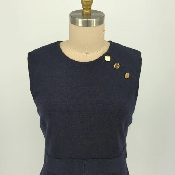 Abito tubino Tory Burch in maglia di lana blu XL nautico preppy business casual