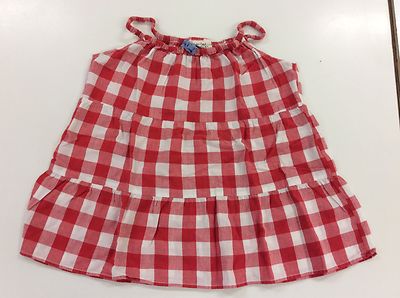 Mädchen schönes Mini Bowden rot und weiß kariert 100 % Baumwolle Top Alter 5-6 Jahre