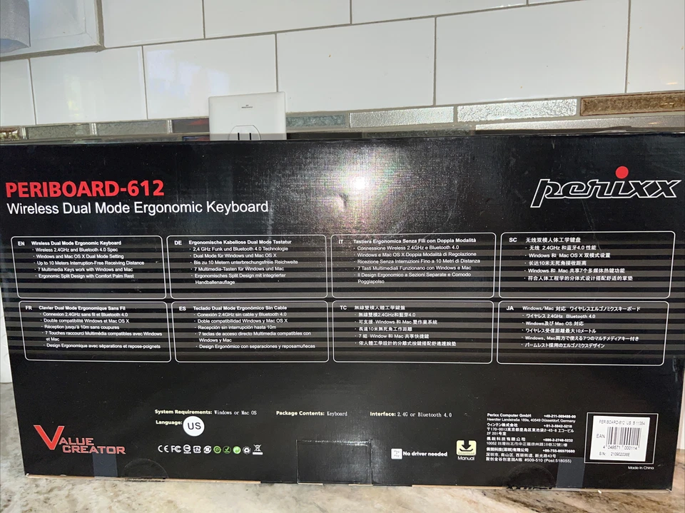 Perixx 11354 Ergonomic Keyboard - Black - Image 3 of 3