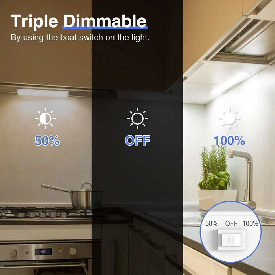 1 -4x LED Under Cabinet Light 12-24 Inch 5CCT Dimmable Plug in Closet Linkable - Image 3 of 4