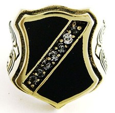 ANELLO UOMO SCUDO FLEUR DE LIS OTTONE ORO MASSICCIO