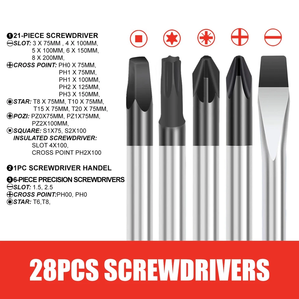 100 PCs Screwdriver Set Non-Slip Precision Screw Bits Sockets Kit w/ Oxford Bag - image 4 of 4