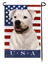 Patriotic USA Garden Flag - White American Bulldog 003A