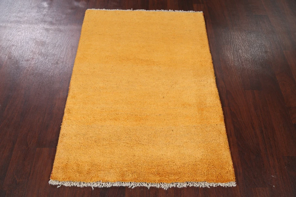 Thick Pile Gold Color Solid Contemporary Area Rug 3'x4' Modern Oriental Carpet - Image 2 of 4